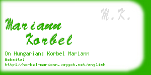 mariann korbel business card